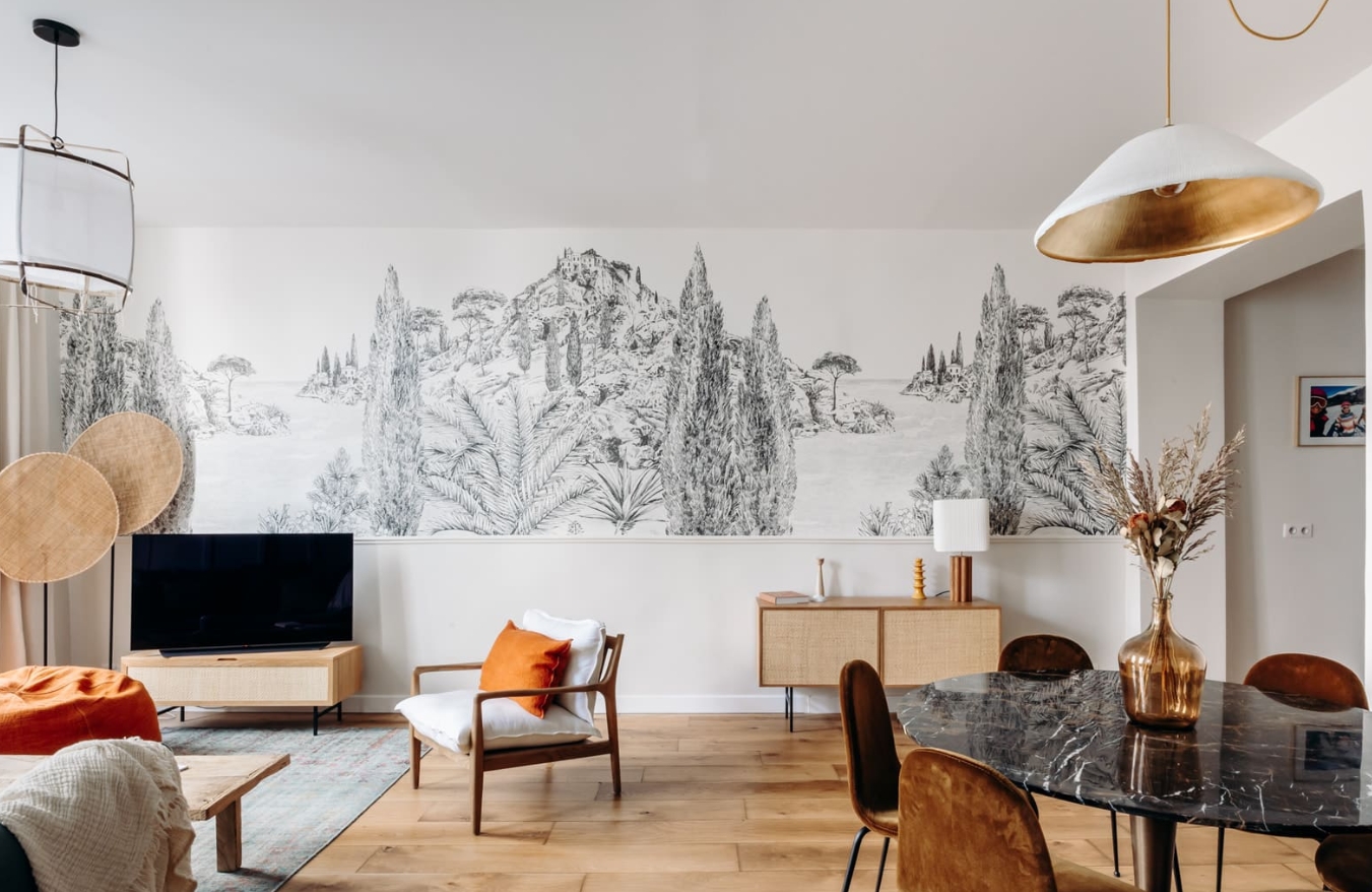 J&rsquo;aime particulièrement la pièce de vie de cet appartement Parisien