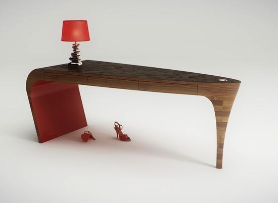 Comment exprimez vous l'amour que vous ressentez pour de belles chaussures ? Je veux dire à ce sujet, si vous pouvez avoir une table en forme de chaussure , pourquoi ne pas vous planifier et modéliser le décor de votre maison autour de ce que vous aimez tant Mesdames ? Si vous êtes sur la même page que moi, alors vous pouvez commencer avec un bureau en édition limitée appelée Stiletto. Vous pouvez utiliser le bureau comme une table console ou table de toilette aussi. La belle jambe galbée de la table ressemble à un talon éffilé, et a été sculpté à la main pour le look gracieux.