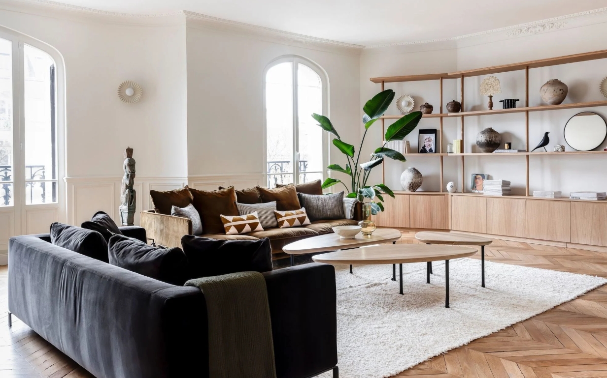 Une  élégante rénovation d&rsquo;un appartement haussmannien par Aurélie Delin
