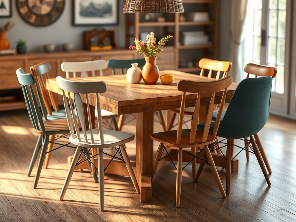 Conseils  des chaises  dépareillées autour d’une table