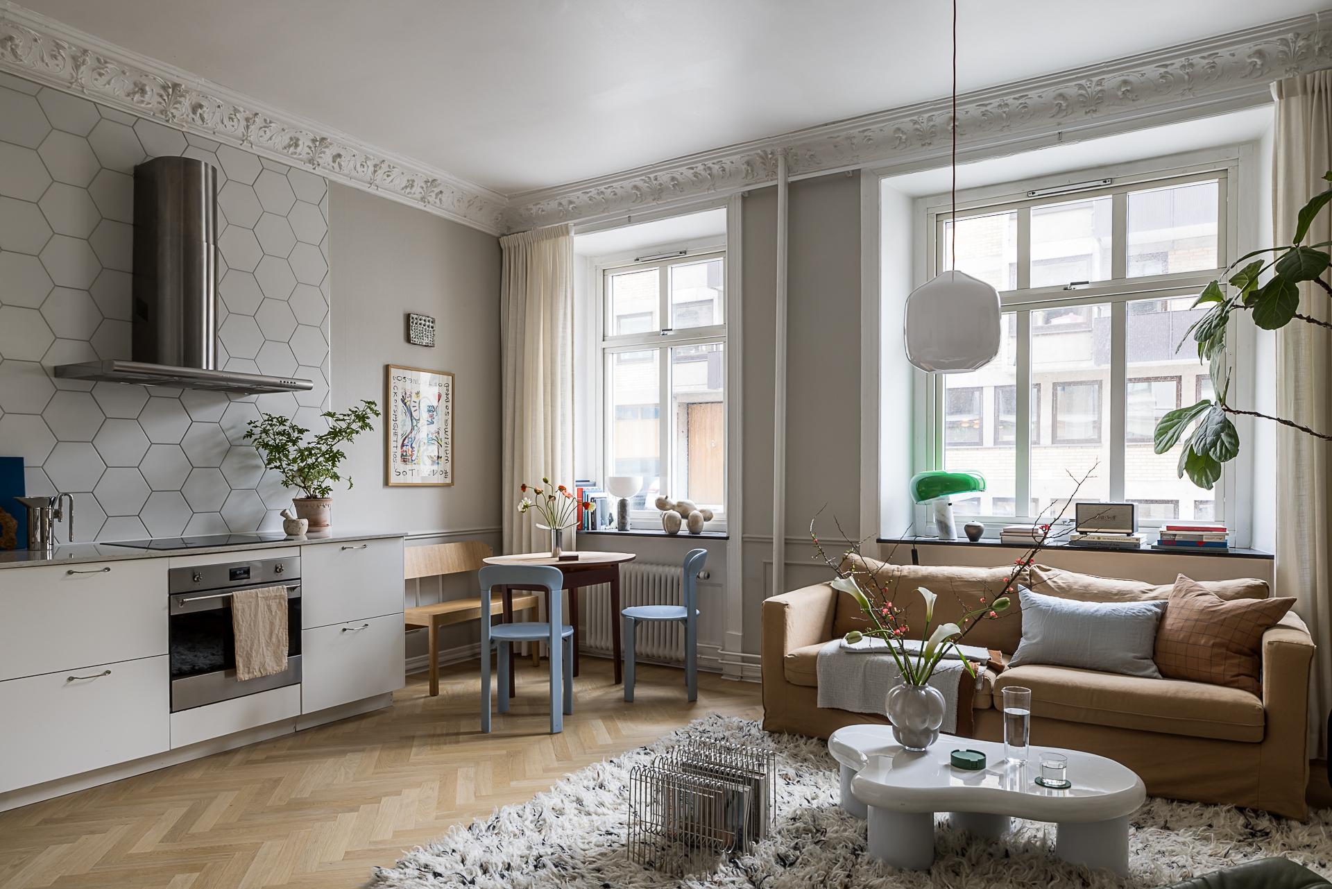 Cet appartement embrasse une atmosphère paisible