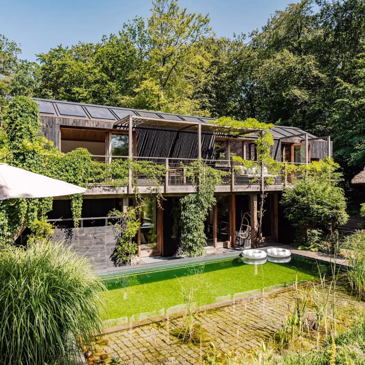 Funda pearl : cette villa se fond dans la nature, avec un étang de baignade